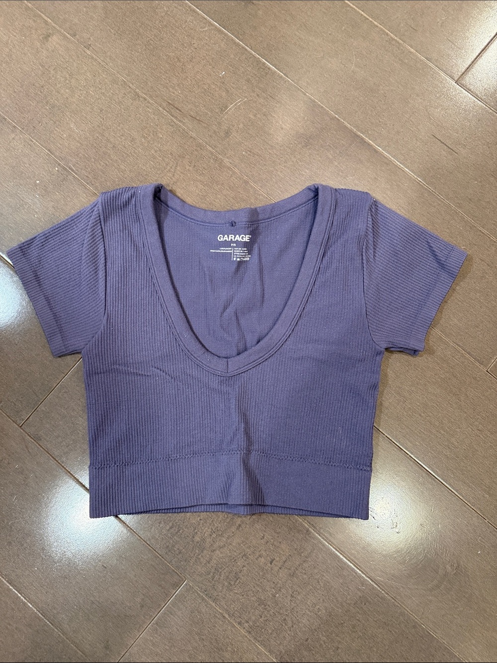 Garage Purple Ribbed Scoop Neck Crop Top
